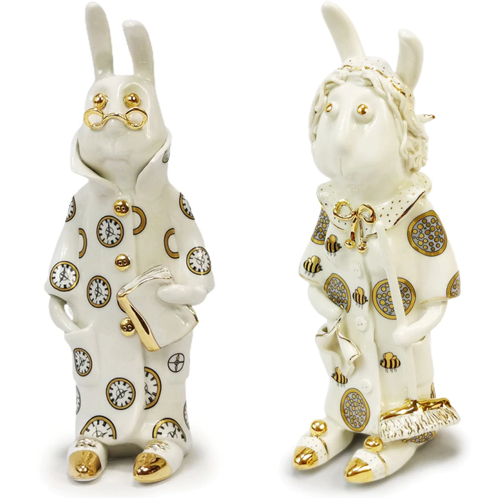 A set of porcelain sculptures "Pan Martin the Clever Man and Pani Marta the Hostess"